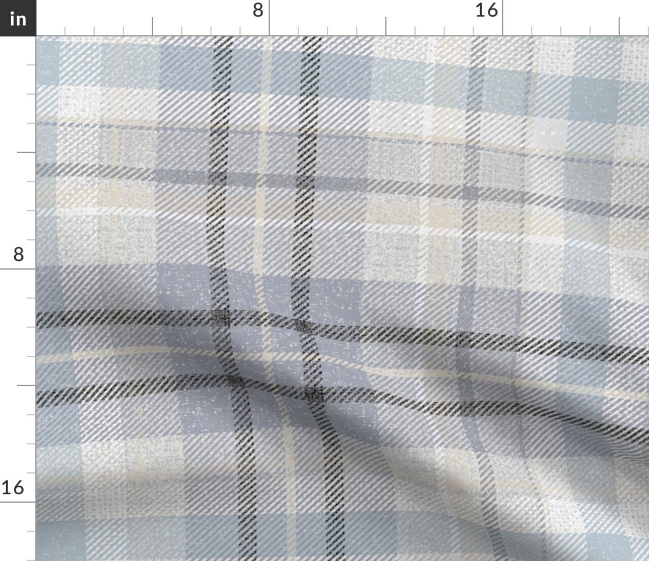 Blue Gray Plaid Neutral Classic Geometric Calm Check Traditional Large Scale Custom Printed Fabric by Spoonflower Various Fabrics by the Yard or Fat Quarter